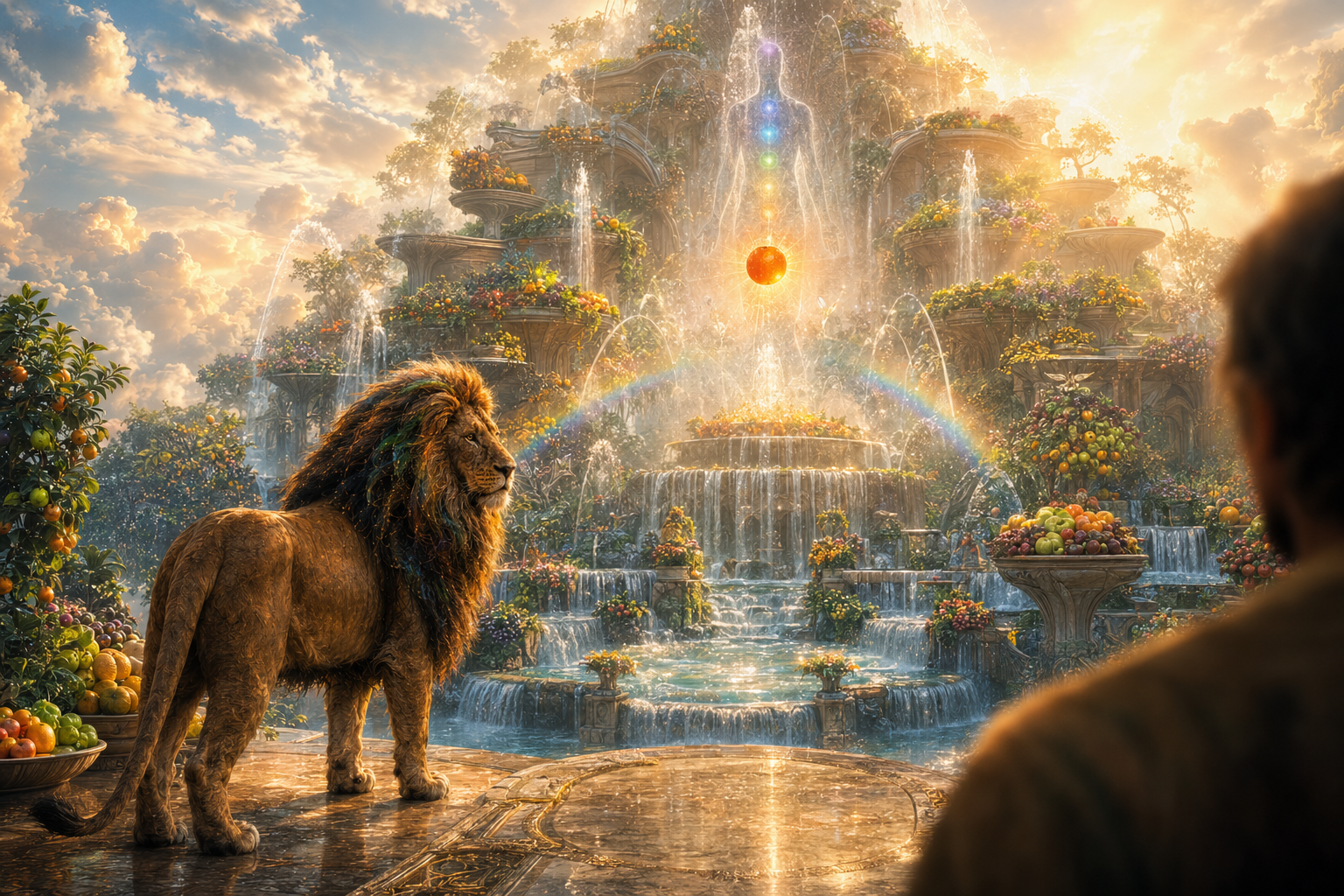 A luminous Fountain scene inside The Modern Living